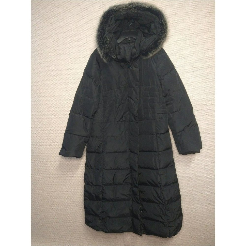 Linmufei Long Elegant Winter Jacket with fur trim hoodie Size 3X But FITS XL-1X